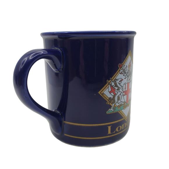 London Coffee Mug Sampson Souvenir British Ceramic Cup Blue Gold Vintage Enland - Picture 4 of 7